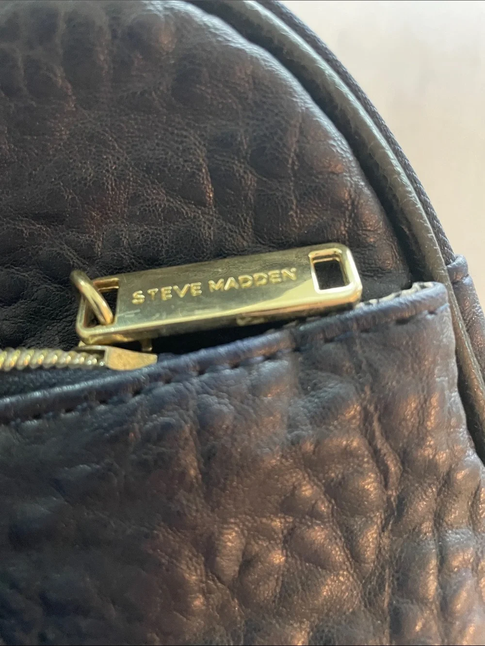 Steve Madden Navy Textured Leather Crossbody laptop  bag with Gold Accents